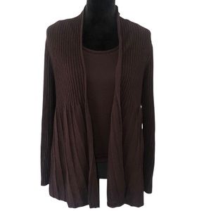 Eileen Fisher Ribbed Wool Open Drape Cardigan and Top
